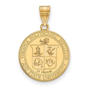 10K Yellow Gold Virginia Tech Large Crest Disc Pendant